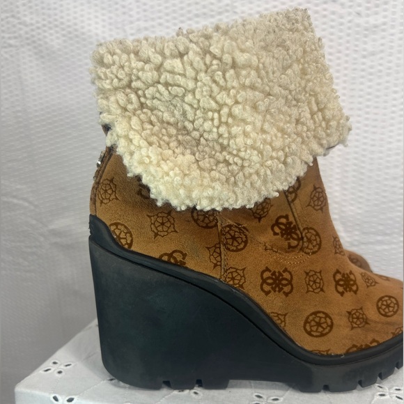 Guess Womens Tabloid Brown Wedges Ankle Boots Shoes 7 Medium - Picture 11 of 12